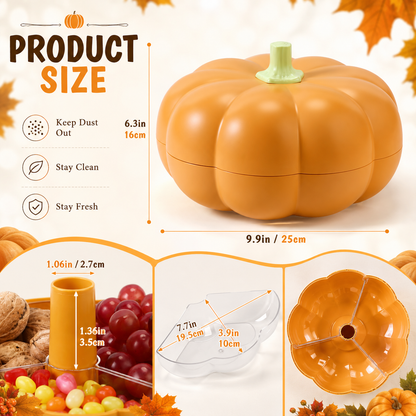 🎃 2-Tier Pumpkin Snack Tray with Lid – Fall Serving Platter for Candy, Fruit, Nuts & Holiday Parties