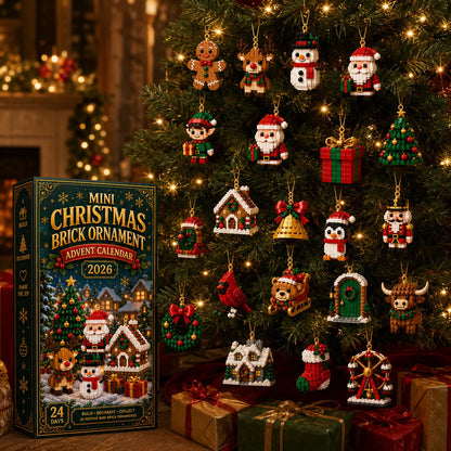 ⏳ Last Day 50% OFF – 🎄24-Day Mini Christmas Brick Ornament Advent Calendar | 24 Unique Buildable Holiday Ornaments to Create, Hang & Keep 🧱