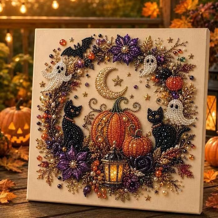 💥 Last Day 57% OFF – 👻✨ Halloween Pearl Art DIY Kit – Turn Tiny Pearls into Spooky-Cute Magic