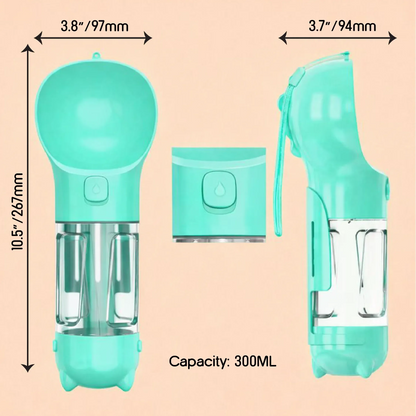3-in-1 Dog & Cat Water Bottle with Food Container & Poop Bag Holder